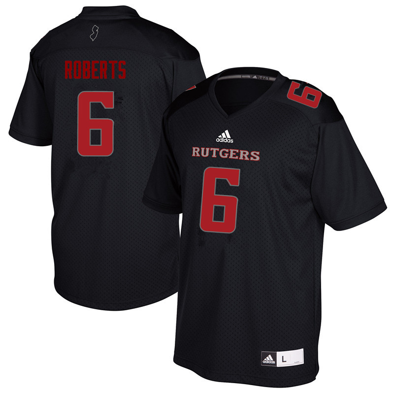 Men #6 Deonte Roberts Rutgers Scarlet Knights College Football Jerseys Sale-Black